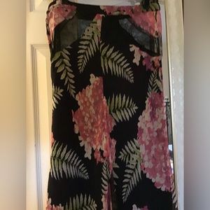 Blumarine black floral silk skirt